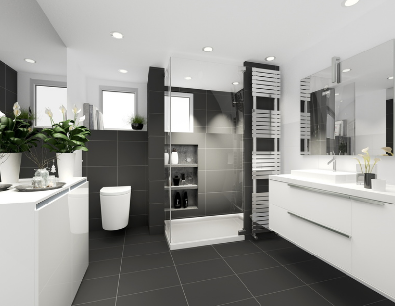 Modernes Badezimmer mit bodengleicher Dusche